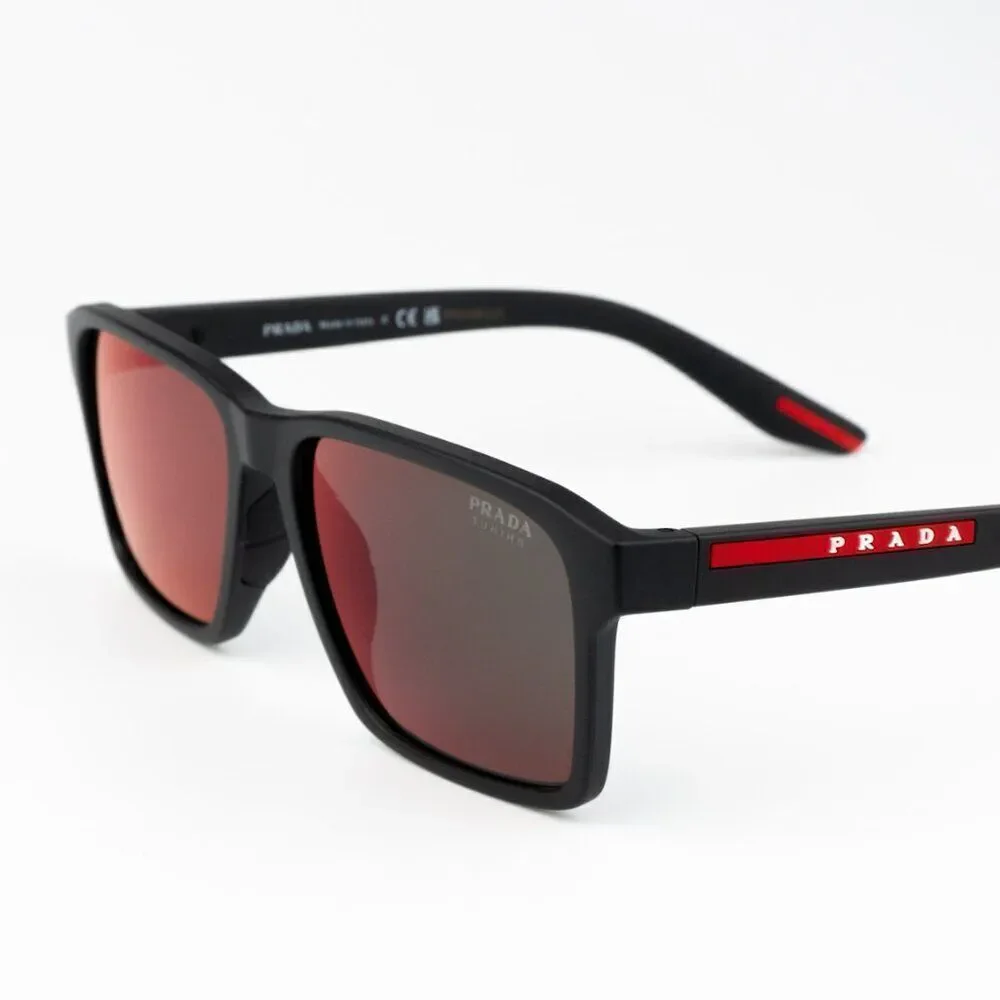NEW Prada Linea Rossa PS05YS 1BO10A Matte Black Mirror Red Unisex Sunglasses